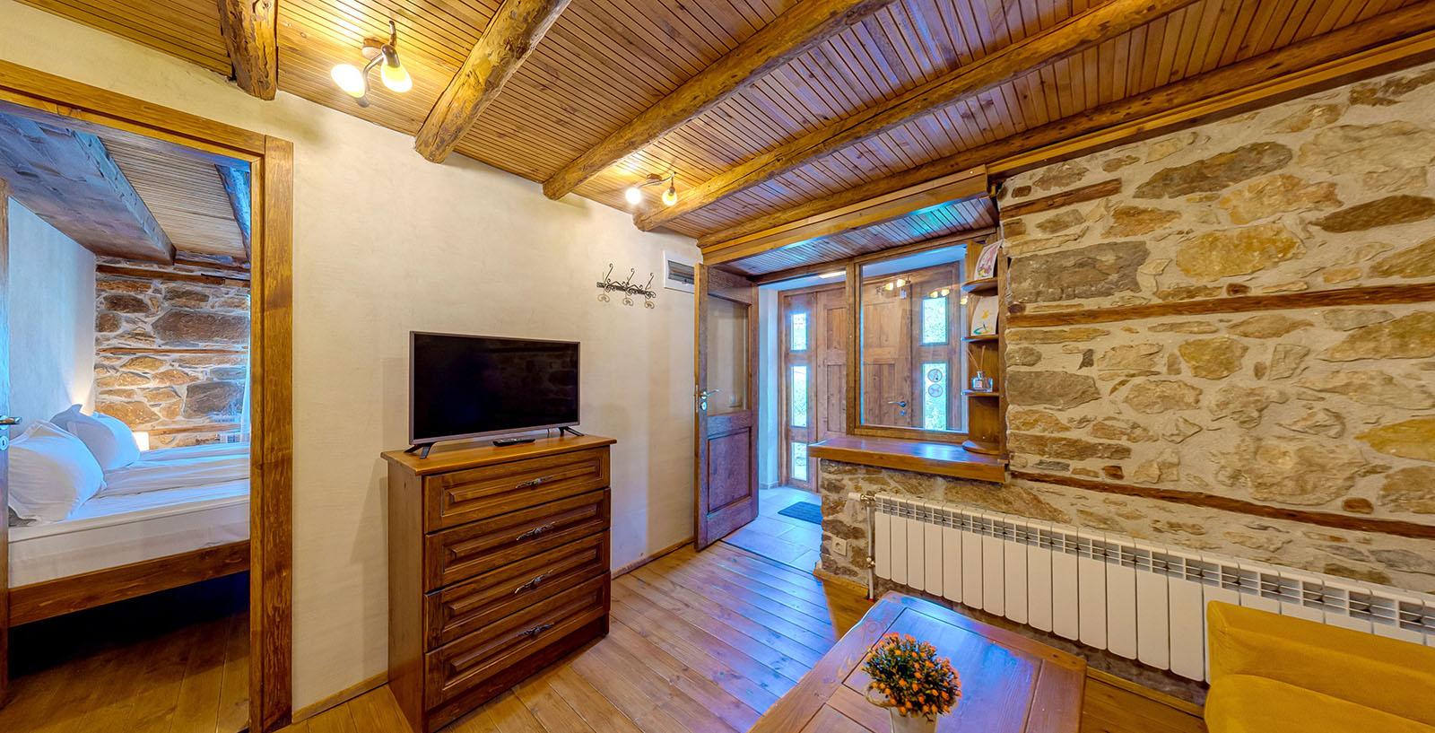 Outdoor terrace with Rhodope views